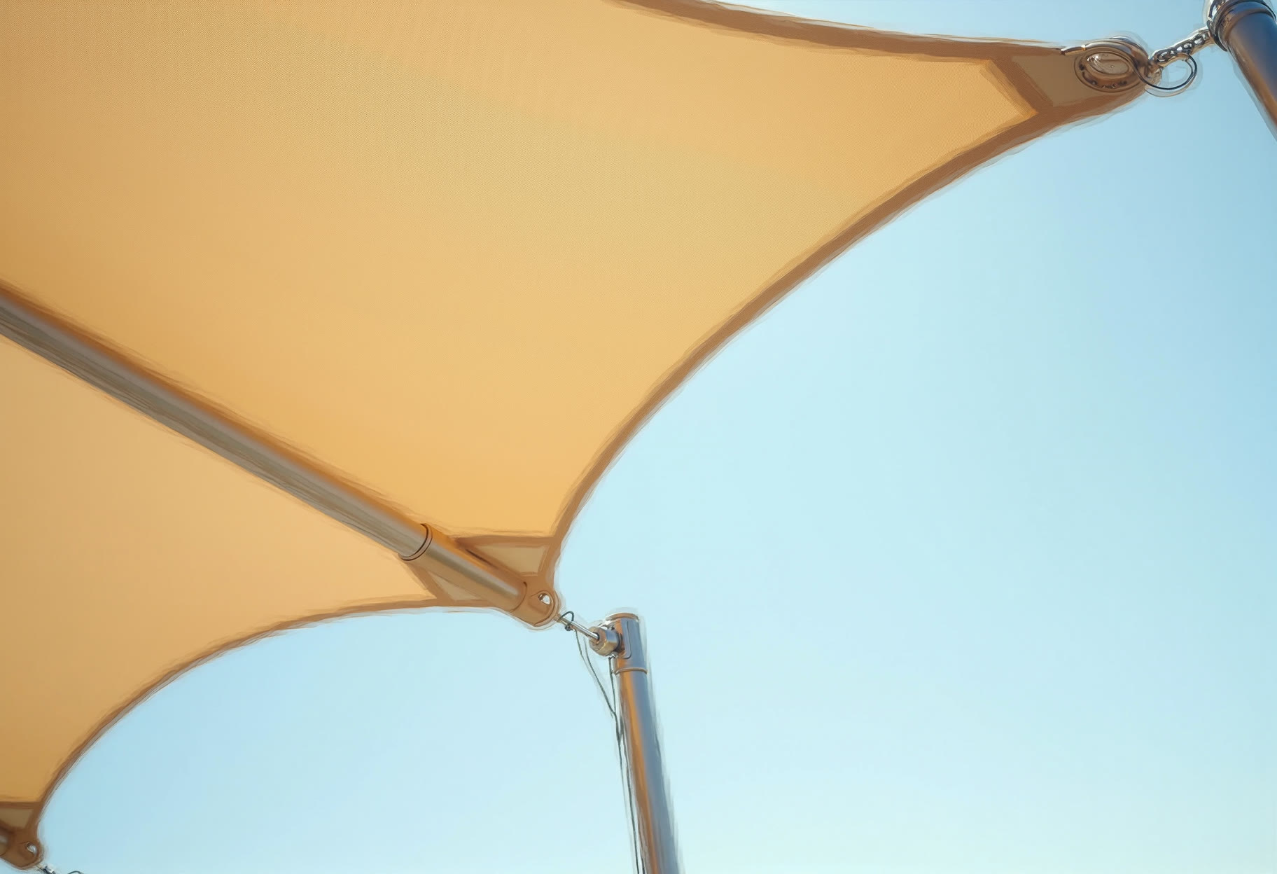 Shade sail corner hardware tensioned